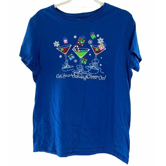 Get Your Holiday Cheer On T-Shirt Juniors Teen XL Short Sleeve Graphic Pullover - Picture 1 of 5